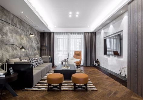 海伦堡·嘉悦湾美式风格90平米三居室装修效果图案例