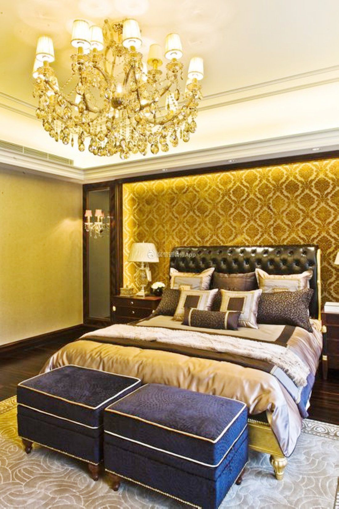 新古典风格卧室床头背景墙装饰设计图