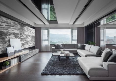 鸿通·檀府现代风格140平米三居室装修效果图案例