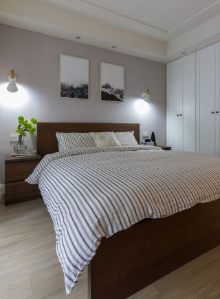 100平新房装修卧室床头背景墙图片