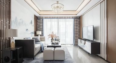 兰亭珑悦中式风格126平米三居室装修效果图案例
