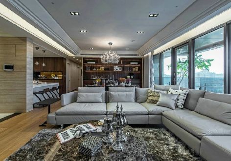 沁河家园美式风格112平米三居室装修效果图案例