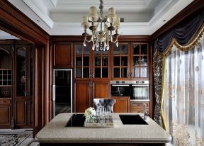 美式风格别墅整体厨房装修设计图片