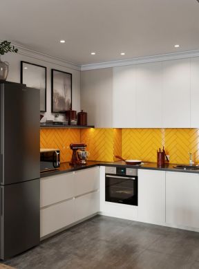 现代风格厨房白色橱柜装修设计图片