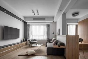 日式风格三居室装修效果图欣赏 超长原木定制柜特别美