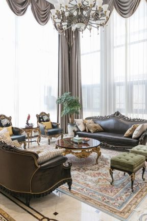 美式别墅客厅沙发装修设计图片