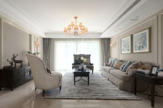 140平美式客厅地毯装饰设计效果图