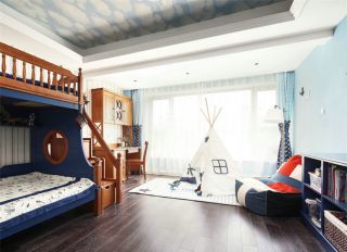 150平美式儿童房子母床装修设计图