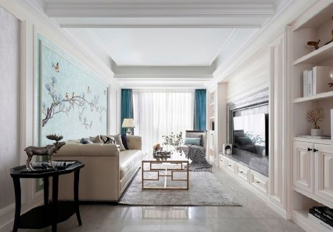 融创·云湖十里美式风格89平米三居室装修效果图案例