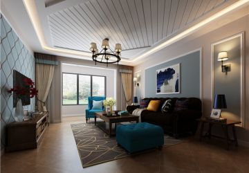 西山艺境美式风格128平米三居室装修案例