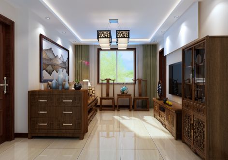 枫泉小区新中式风格55平米一居室装修案例