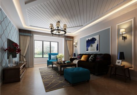 西山艺境美式风格128平米三居室装修案例