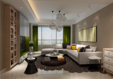 领秀慧谷现代风格110平米三居室装修案例