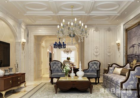 首开璞瑅紫方园欧式古典风格198平米四居室装修案例