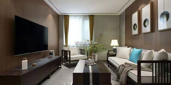 沁河家园中式风格80平米二居室装修效果图案例