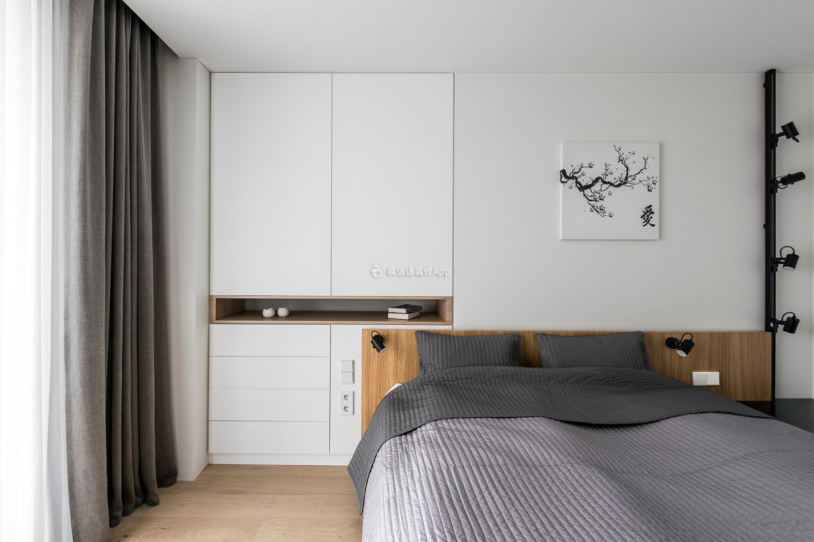 110平方现代房屋卧室床头壁柜装修效果图