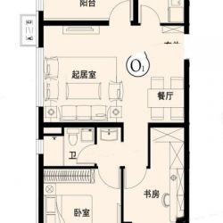 5#O1户型2室2厅1卫1厨建筑面积：96㎡