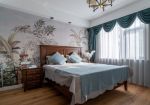 美式风格大户型卧室床头壁纸装饰图片