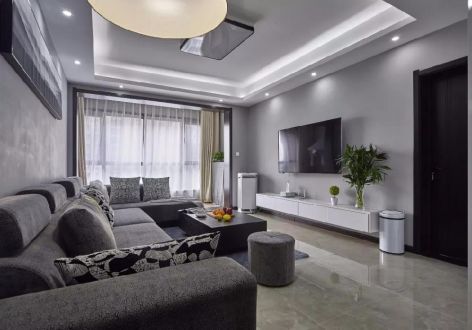 海信岱岳府现代风格138平米三居室装修效果图案例