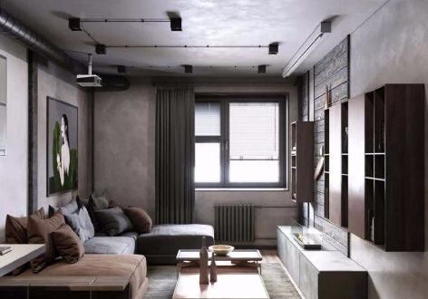 金科·中泰天境工业风格64平米一居室装修效果图案例