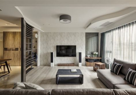 滨海新村现代风格122平米三居室装修案例