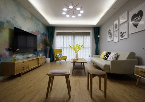 小雨公寓北欧风格102平米三室两厅装修案例