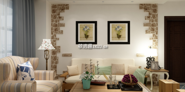 锦江花园地中海风格100平米三室两厅装修案例