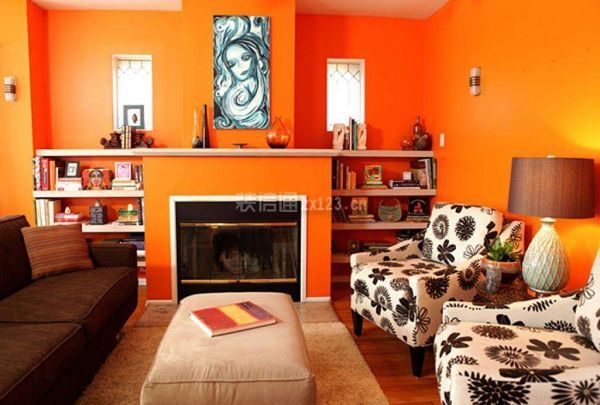 橙色书房装修效果图