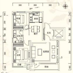 洋房90平米户型图 2室2厅1卫