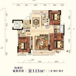 标准层洋房115平米 3室2厅2卫