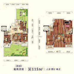 首层洋房115平米户型图 6室4厅2卫