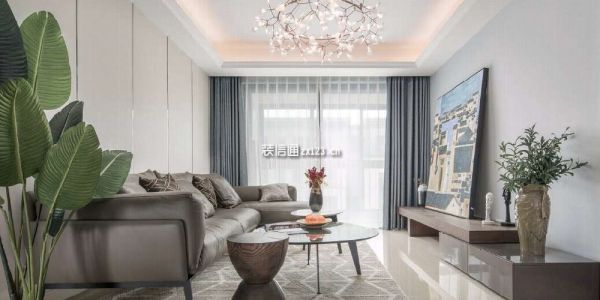 保利爱尚海现代风格118平米四居室装修效果图案例