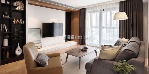 万科翡翠滨江新中式风格108平米三室两厅装修案例