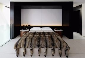 黑白灰风格卧室床头造型装修图片