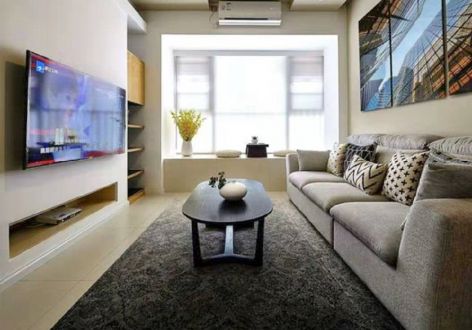绿地儒乐星镇现代风格100平米三居室装修效果图案例