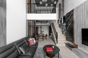 现代简约风格小复式客厅沙发装修效果图