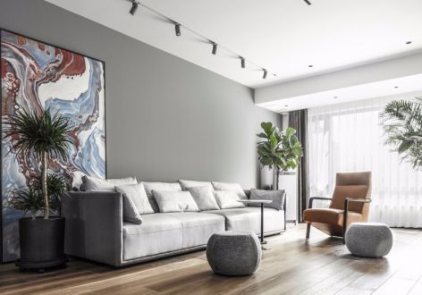 建源山海龙城现代风格128平米三居室装修效果图案例