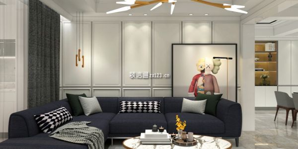 首钢·贵州之光轻奢风格86平米二居室装修效果图案例
