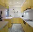 北欧风格样板间厨房黄色橱柜装修设计图