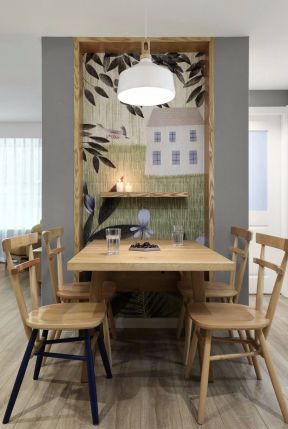 北欧风格样板间餐厅背景墙设计效果图