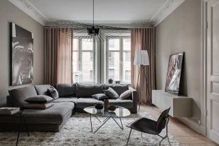 北欧风格样板间客厅沙发装修实景图
