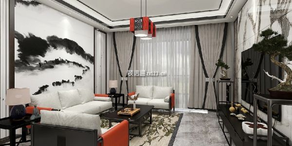 元琦林居混搭风格155平米三居室装修效果图案例