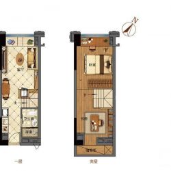 LOFTA户型 1室1厅1卫 建筑面积：约25平米