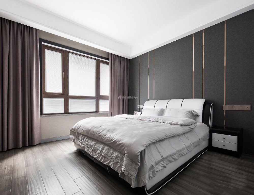 现代房屋卧室床头背景墙装修效果图片