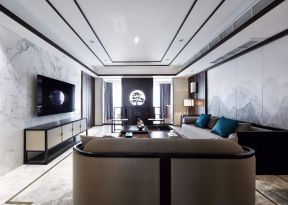 新中式风格家庭客厅装修设计实景图