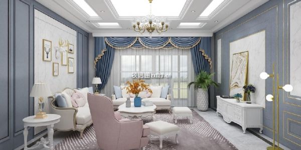 中海锦城欧式风格125平米二居室装修效果图案例