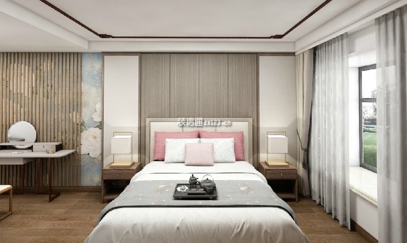 宏锦万花城中式风格115平米三居室装修效果图案例