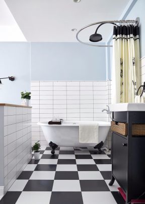 黑白瓷砖装修图片 卫生间瓷砖装修效果图 卫生间瓷砖图