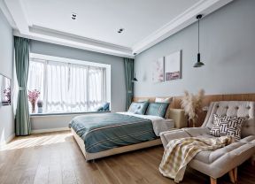 现代北欧风格卧室床头背景墙装修效果图片