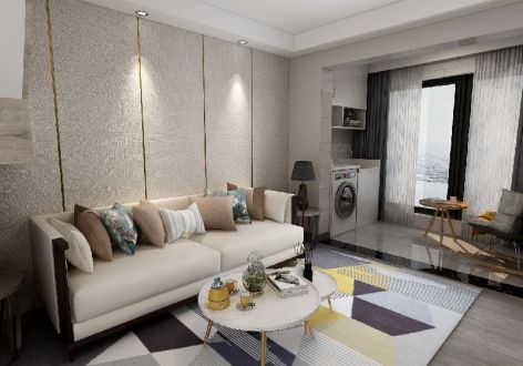 中铁悦龙南山简约风格80平米二居室装修效果图案例
